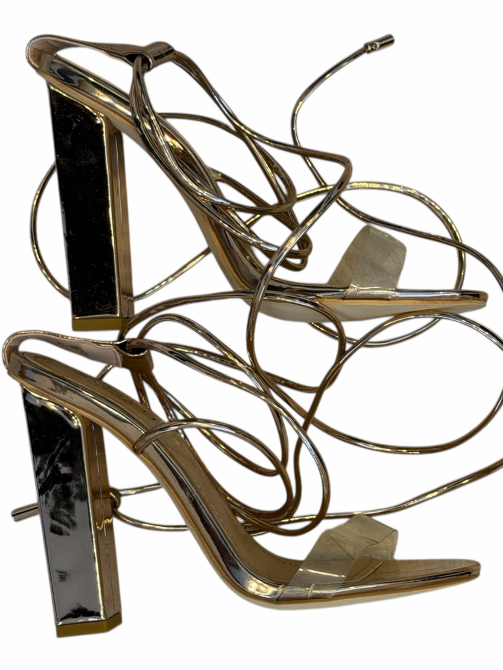 SIMMI LONDON TASHA GOLD Wrap Around Ankle Heels Size 5
